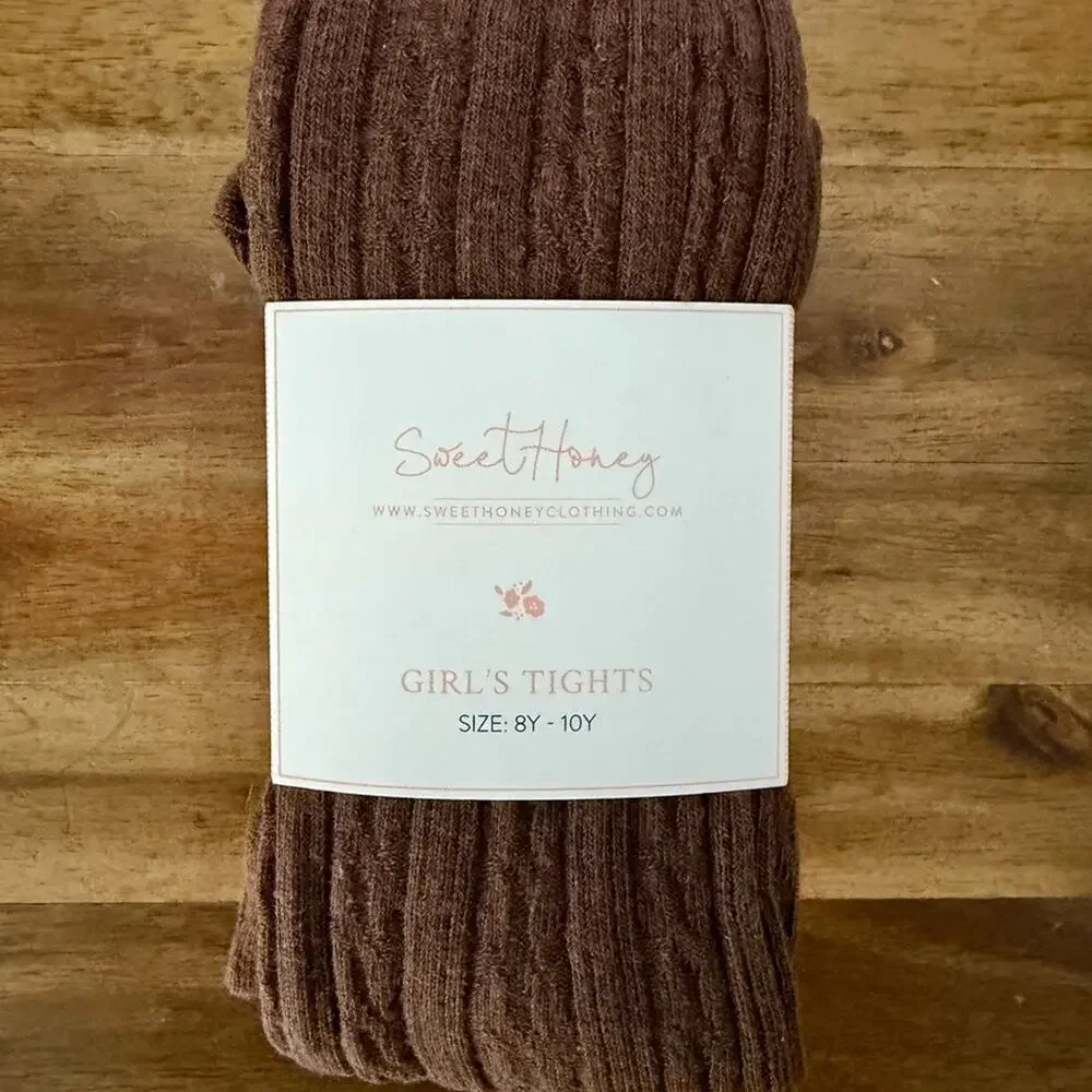 NEW SweetHoney Cable Knit Brown Girls Tights 8/10 Accessories Fall